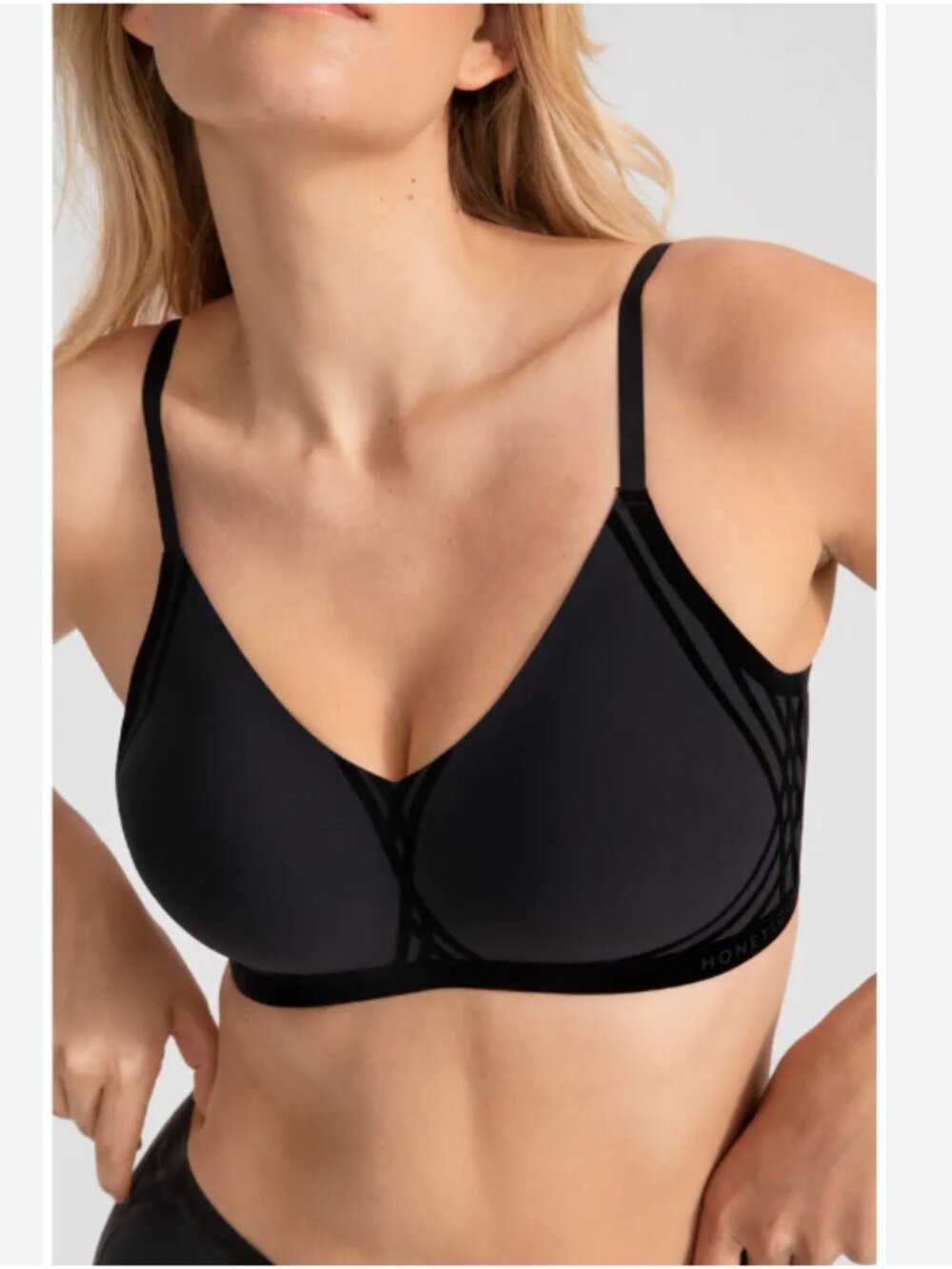 Honeylove Black Silhouette Wireless Bra L